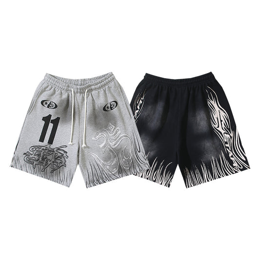 Hellstar Om Flame Number 11 Fleece Shorts