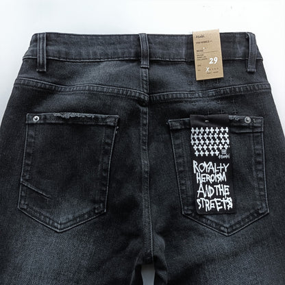 Ksubi Van Winkle Men's Washed Black Distressed Paint Splatter Jeans
