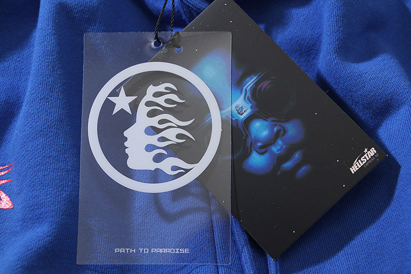 Hellstar Tribal Flame Graphic Print Sweatpants Blue