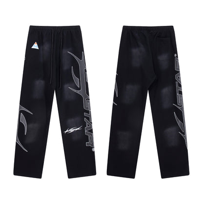 Hellstar Graphic Print Washed Black Sweatpants