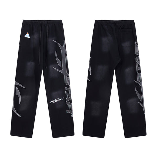 Hellstar Graphic Print Washed Black Sweatpants