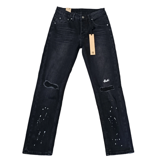 Ksubi Chitch Men's Black Distressed Paint Splatter Jeans