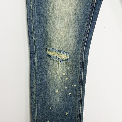 Ksubi Men's Washed Blue Paint Splatter Distressed Jeans