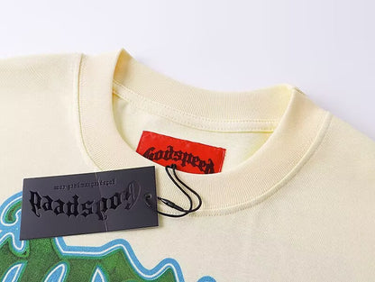 Godspeed Unisex Y2K Oversized Cotton Tee, Desert Supercar Back-Print, Drop-Shoulder Streetwear Top