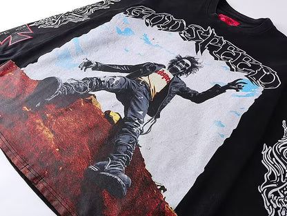 Godspeed Desert Rebel Black Long-Sleeve Tee – Black | Unisex Y2K Oversized Cotton Tee