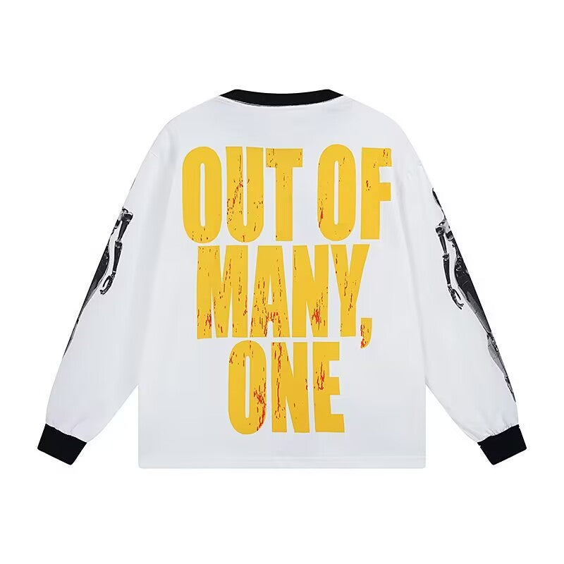Godspeed Cybernetic Robot L/S Tee – White w/ Black Trim | Unisex Y2K Oversized Cotton Tee