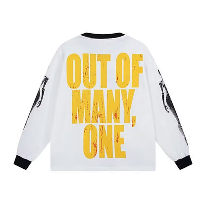 Godspeed Cybernetic Robot L/S Tee – White w/ Black Trim | Unisex Y2K Oversized Cotton Tee