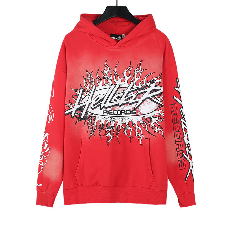 HELLSTAR- Studios Records Hoodie Washed Red