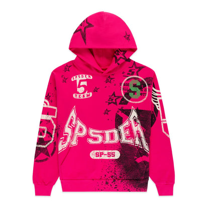 SP5DER Stencil Hoodie Pink