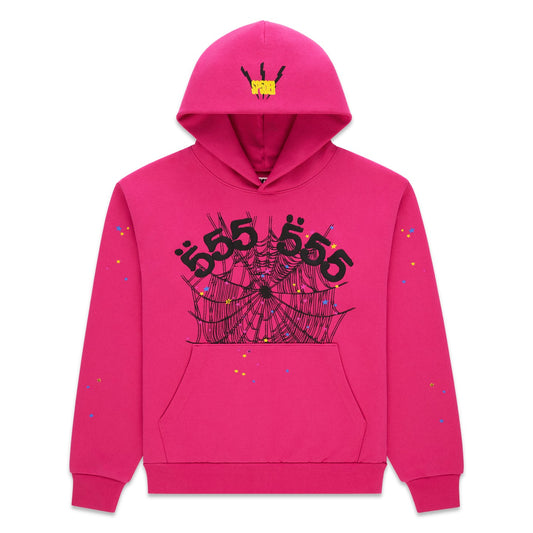 Sp5der Angel Number Hoodie Pink