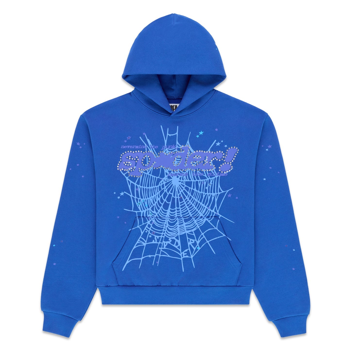 Sp5der Rhinestone Punk V2 Hoodie Royal Blue
