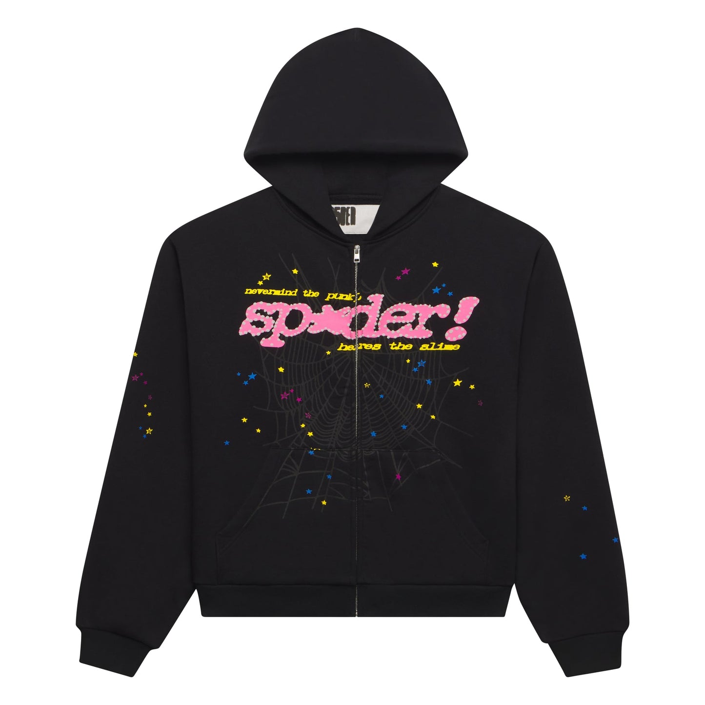 Sp5der Punk V2 Zip Up Hoodie Black