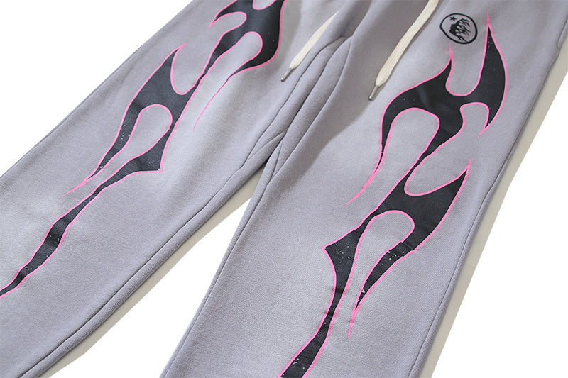 Hellstar Grey Pink Future Flame Sweatpants