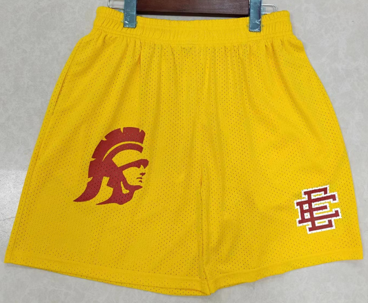 Men's Mesh Basketball Shorts – Eric Emanuel EE Shorts in with Yellow Stylish Graphic & Deep Pockets