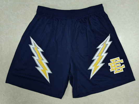 Eric Emanuel EE Mesh Shorts – Athletic Dark Blue Baggy Shorts for Men with Accents