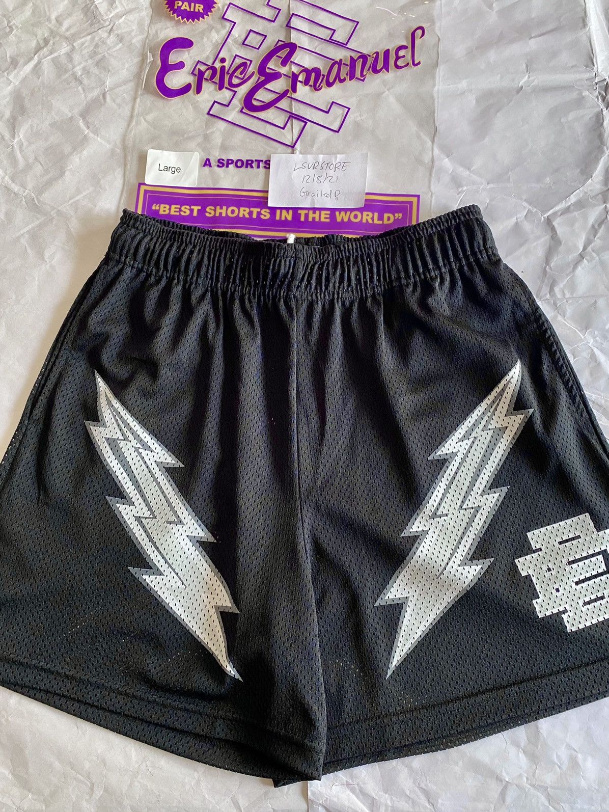 Eric Emanuel EE Black Mesh Basketball Shorts – Men’s Baggy Graphic Camo Sports Shorts | EE Shorts