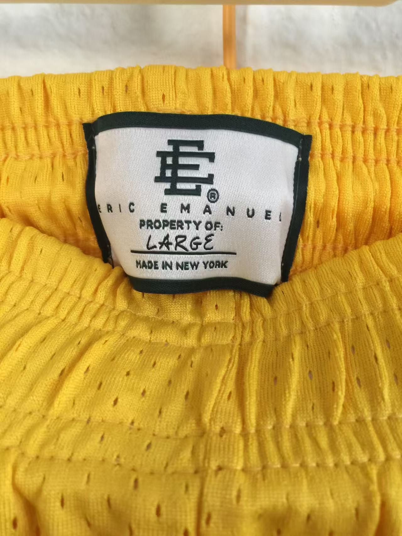 Men's Mesh Basketball Shorts – Eric Emanuel EE Shorts in with Yellow Stylish Graphic & Deep Pockets