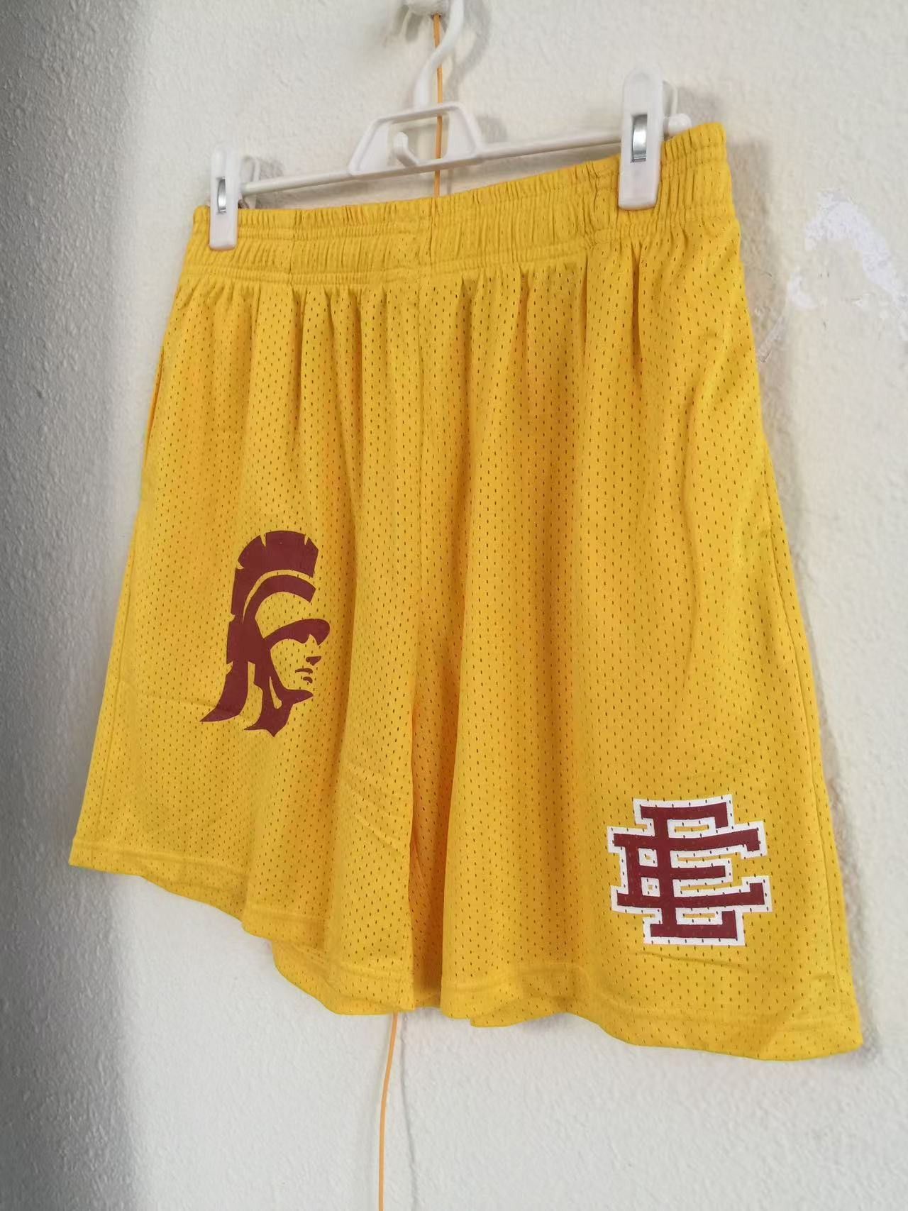 Men's Mesh Basketball Shorts – Eric Emanuel EE Shorts in with Yellow Stylish Graphic & Deep Pockets