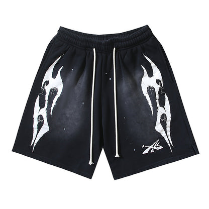 Hellstar Shard Flame Spray Fade Sweat Shorts