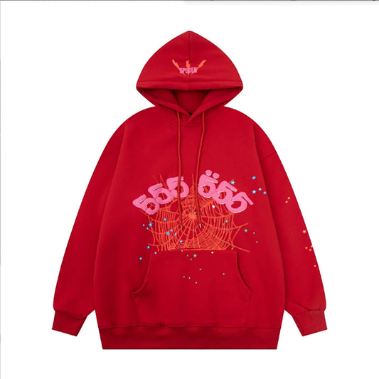 Sp5der Worldwide Red Angel Number 555 Hoodie Red