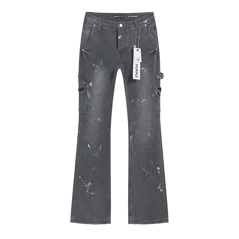 Purple High-Street Rhinestone Jeans Grey