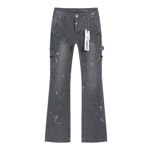 Purple High-Street Rhinestone Jeans Grey