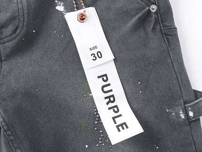 PURPLE Brand High-Street Rhinestone Jeans Grey