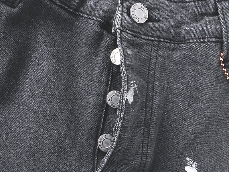 PURPLE Brand High-Street Rhinestone Jeans Grey