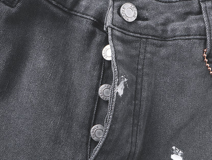 PURPLE Brand High-Street Rhinestone Jeans Grey