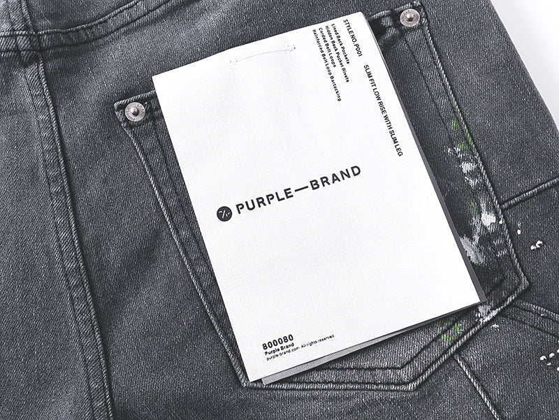 PURPLE Brand High-Street Rhinestone Jeans Grey