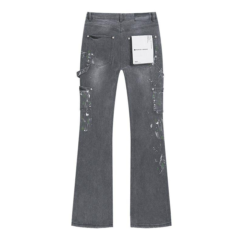 PURPLE Brand High-Street Rhinestone Jeans Grey