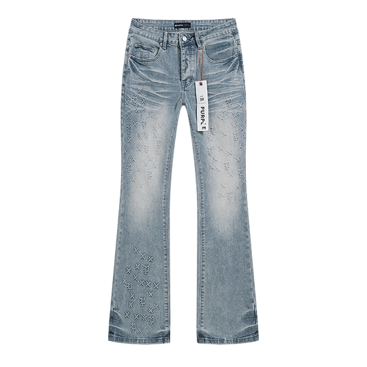Purple Brand High Street Flared Jeans Light Blue
