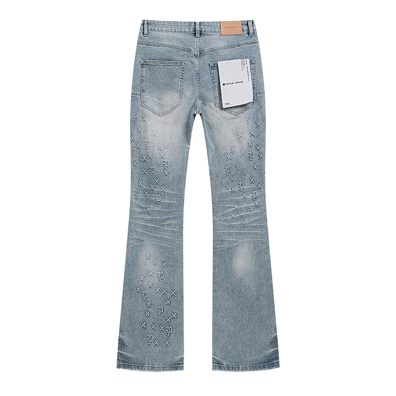 Purple Brand High Street Flared Jeans Light Blue