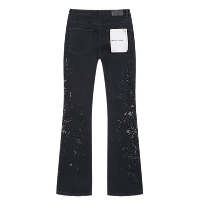 Purple Brand P011 Beaded Splatter Flare Jeans Black