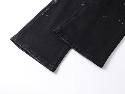 Purple Brand P011 Beaded Splatter Flare Jeans Black