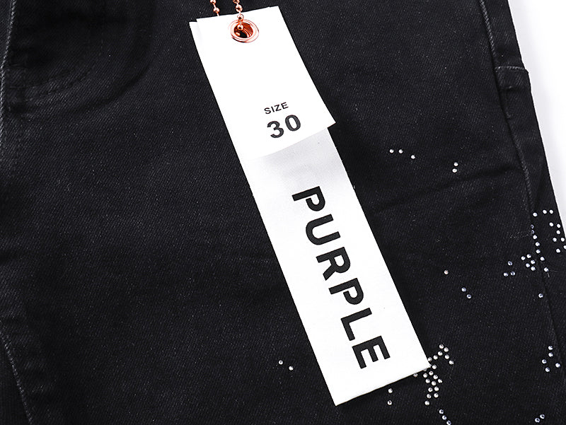 Purple Brand P011 Beaded Splatter Flare Jeans Black
