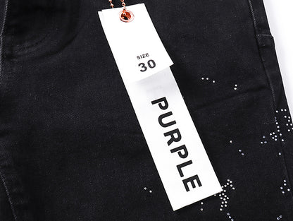 Purple Brand P011 Beaded Splatter Flare Jeans Black
