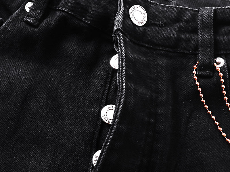 Purple Brand P011 Beaded Splatter Flare Jeans Black