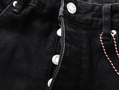 Purple Brand P011 Beaded Splatter Flare Jeans Black