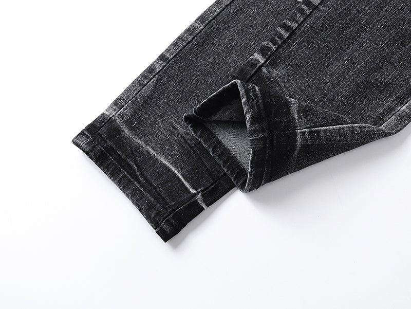Purple Brand Traced Gothic Wordmark Slim Skinny Jeans Black