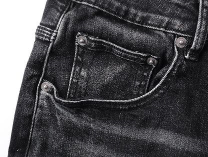 Purple Brand Traced Gothic Wordmark Slim Skinny Jeans Black