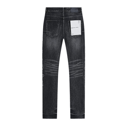 Purple Brand Traced Gothic Wordmark Slim Skinny Jeans Black