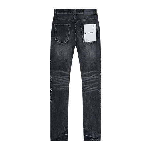 Purple Brand Traced Gothic Wordmark Slim Skinny Jeans Black