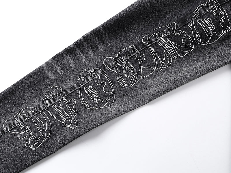 Purple Brand Traced Gothic Wordmark Slim Skinny Jeans Black