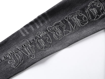 Purple Brand Traced Gothic Wordmark Slim Skinny Jeans Black