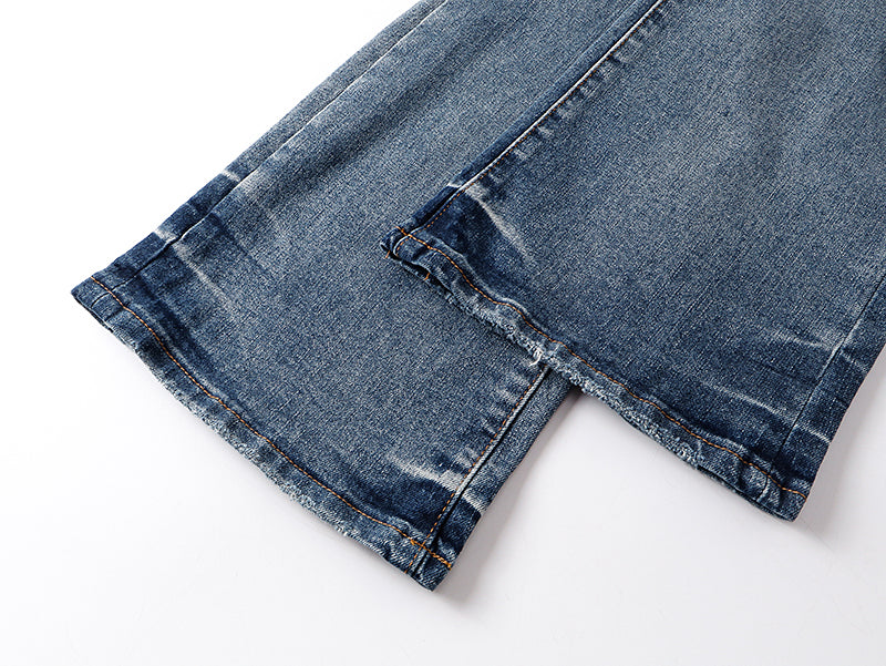 Purple Brand Patchwork Distressed Flare Jeans Indigo