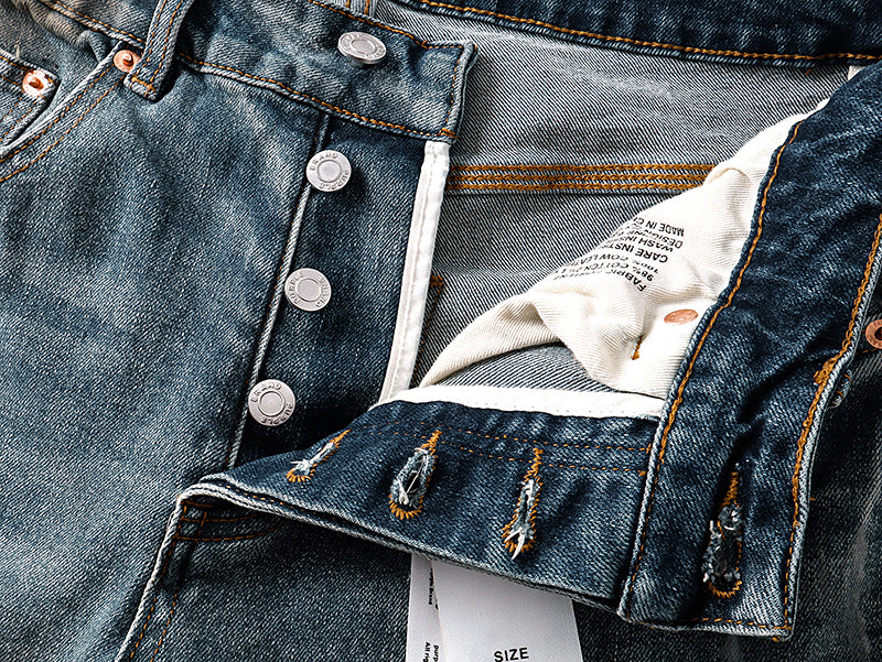 Purple Brand Mud Stain Patchwork Flare Jeans Indigo