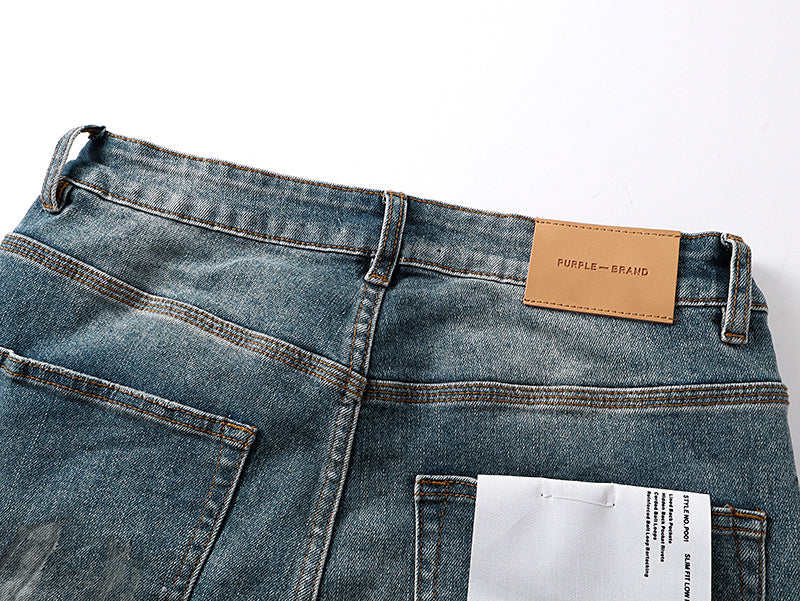 Purple Brand Mud Stain Patchwork Flare Jeans Indigo