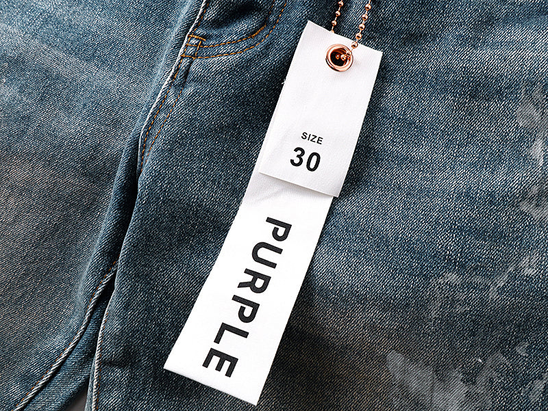 Purple Brand Mud Stain Patchwork Flare Jeans Indigo