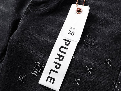 Purple Brand Laser Monogram Flare Jeans Black